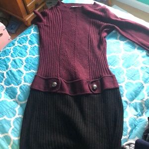 Purple red and black sweater dress